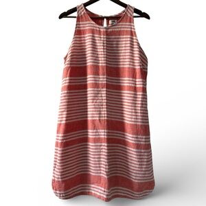 Old Navy Coral Striped Linen Tank Dress